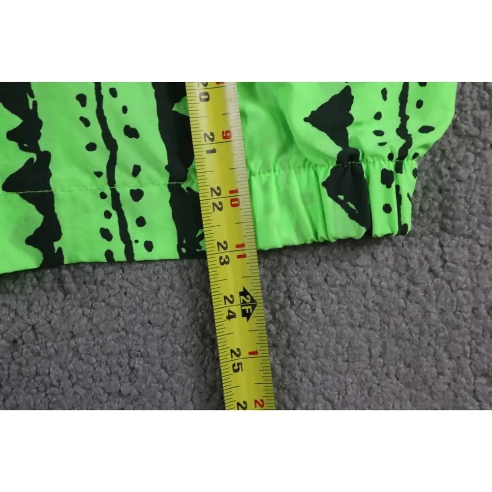 Ocean Pacific Vintage Mens M Green Black Pullover Windbreaker Geometric Surf USA